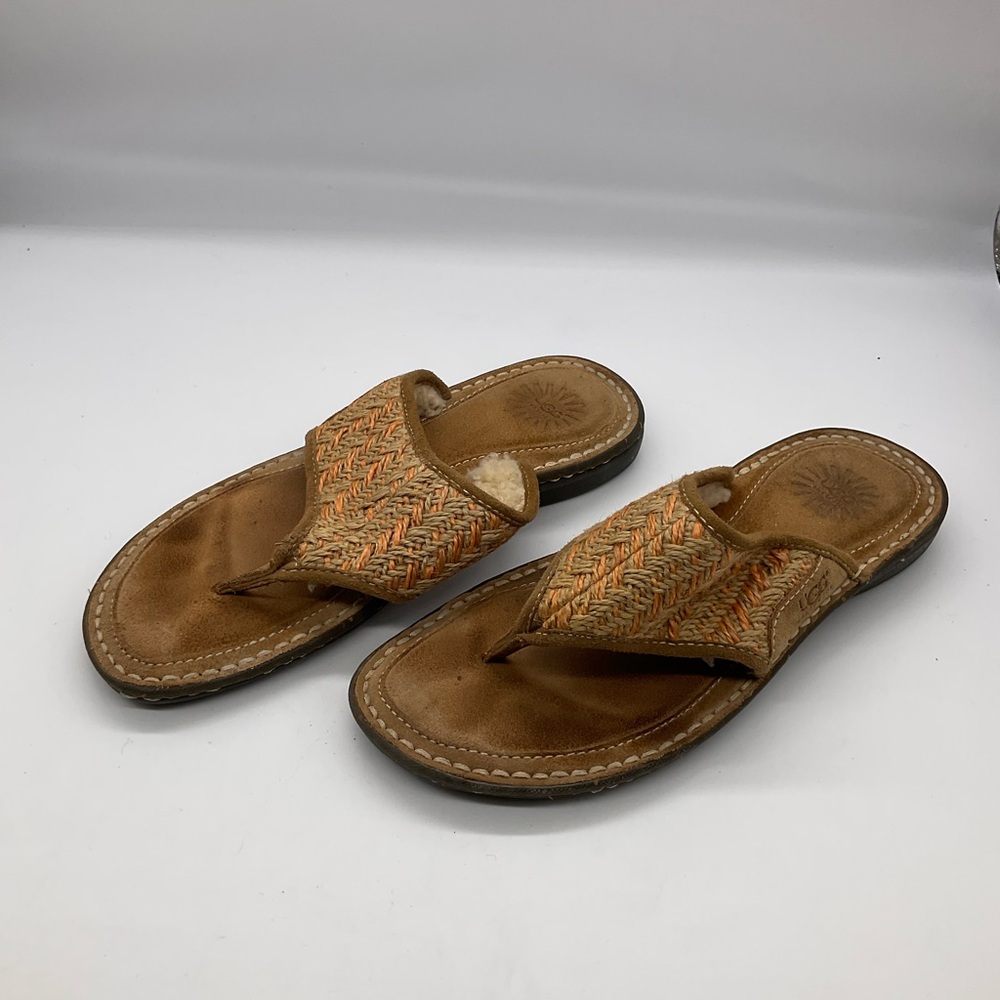 UGG SLIDE LEATHER FLEECED SANDALS - Picture 6 of 6